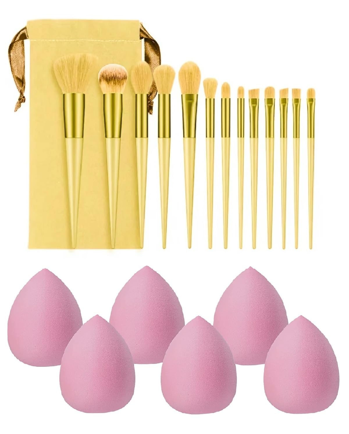 Professional Facejewel Fix+ Makeup Brush Set - 13 Piece Blender Sponges & Brushes Combo with Pouch for Flawless Foundation, Contouring & Blending | Ideal for All Skin Types | Perfect for Daily Makeup, Bridal Looks & Photo Shoots