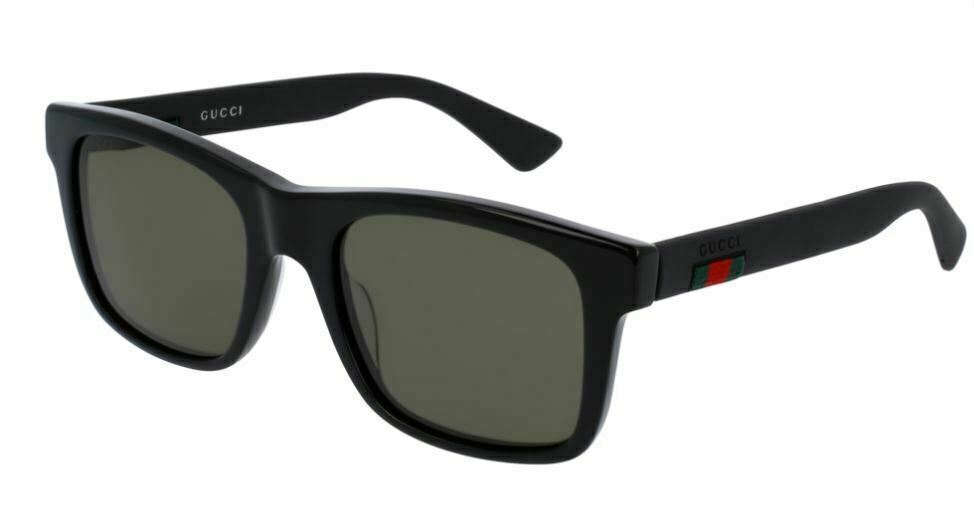 Gucci GG 0008 S 001 Black/Green Men's Rectangle Sunglasses | Luxury Designer Shades for Men | Perfect for Outdoor Activities, Beach & Driving