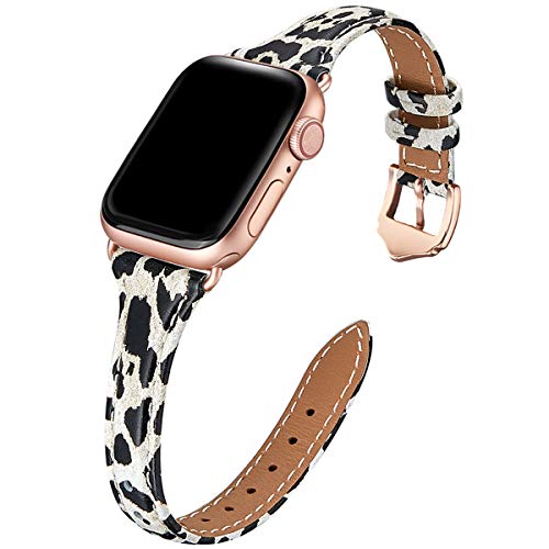 Premium Genuine Leather Apple Watch Bands for Women - Compatible with 38mm 40mm 41mm 42mm 44mm 45mm 49mm iWatch Ultra SE & Series 8/7/6/5/4/3/2/1 - Slim & Comfortable Replacement Strap for Workout, Office & Everyday Wear