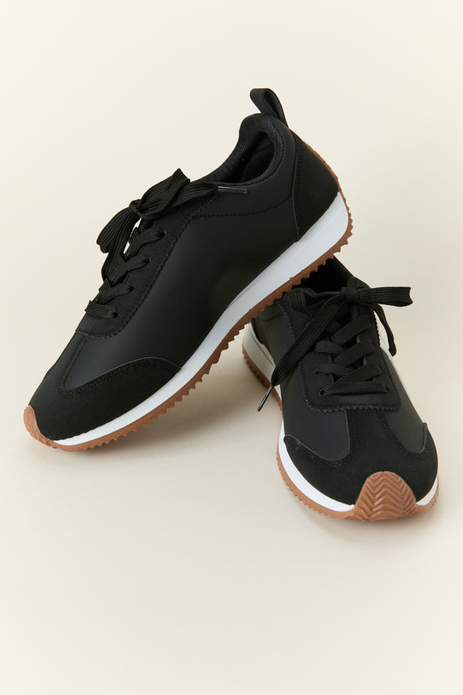 Madeline Black Stripe Sneakers - Women's Casual Comfortable Walking Shoes for Everyday Wear | Fashionable Slip-On Design with Cushioned Insoles | Perfect for Work, Travel & Running Errands