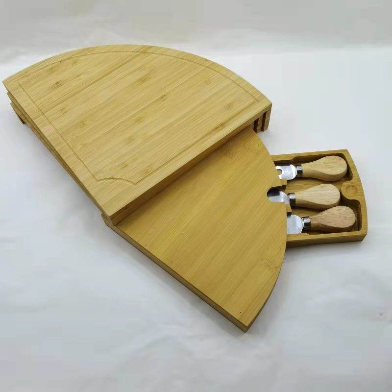 Premium Bamboo Cheese Board Set - Eco-Friendly Charcuterie Serving Tray with Knife Holder - Perfect for Wine Parties, Picnics & Holiday Entertaining