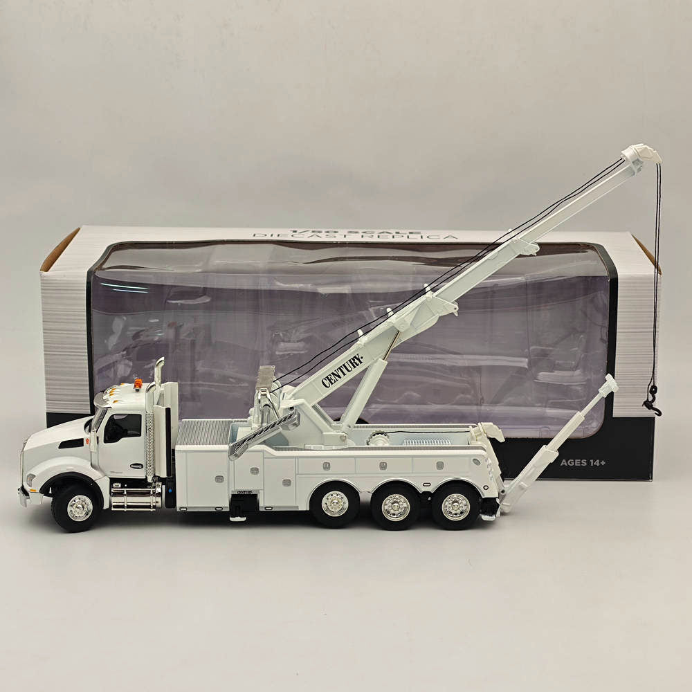 FIRST GEAR 1/50 Scale Kenworth T880 Diecast Truck with Century Model 1060 Rotator Wrecker - White Collectible Model Car (50-3467) - Perfect for Truck Enthusiasts, Diecast Collectors, and Display Showcases