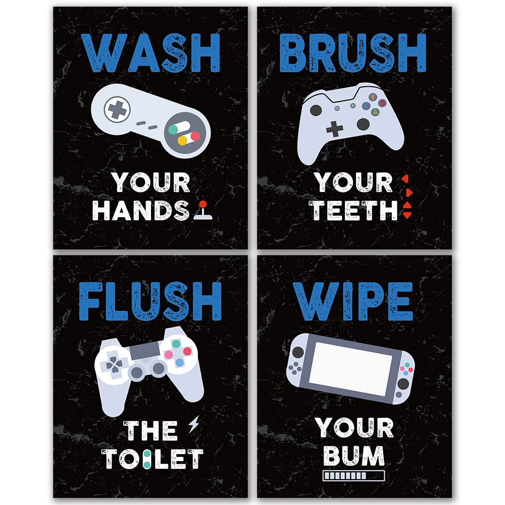 Funny Video Game Wall Art Prints - Set of 4 Unframed 8