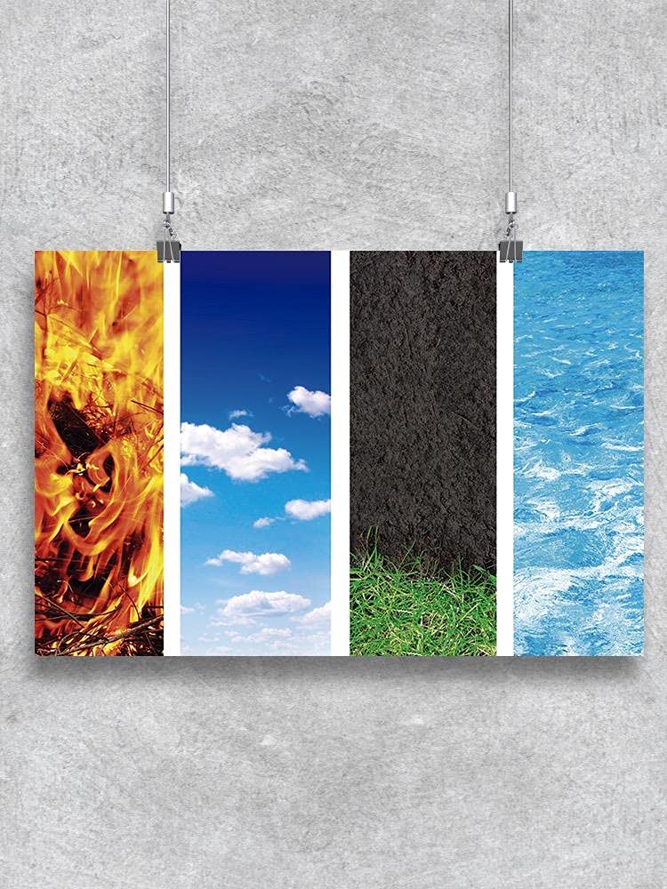 Smartprints Water, Ground, Air and Fire Elements Poster - Educational Wall Art for Home, Office & Classroom Decor - Perfect for Nature Lovers, Teachers & Science Enthusiasts