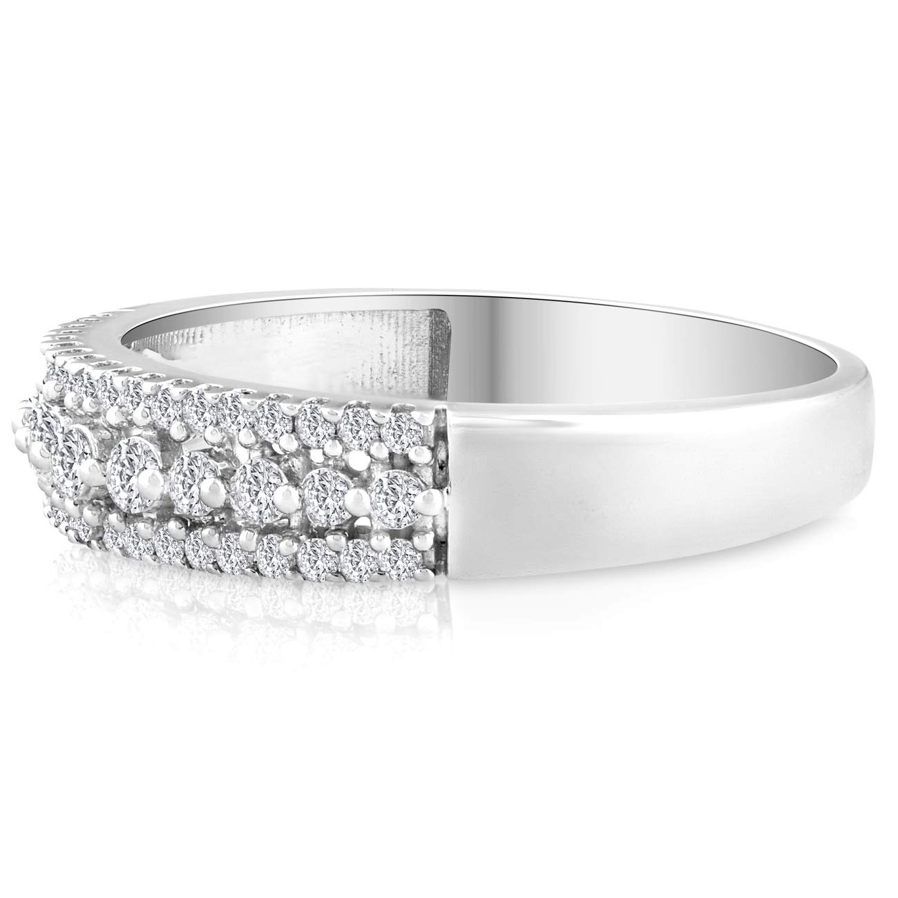 1/3 Carat Diamond Anniversary Ring - 10K White Gold Wedding Band for Women - Perfect for Anniversaries, Engagements & Special Occasions