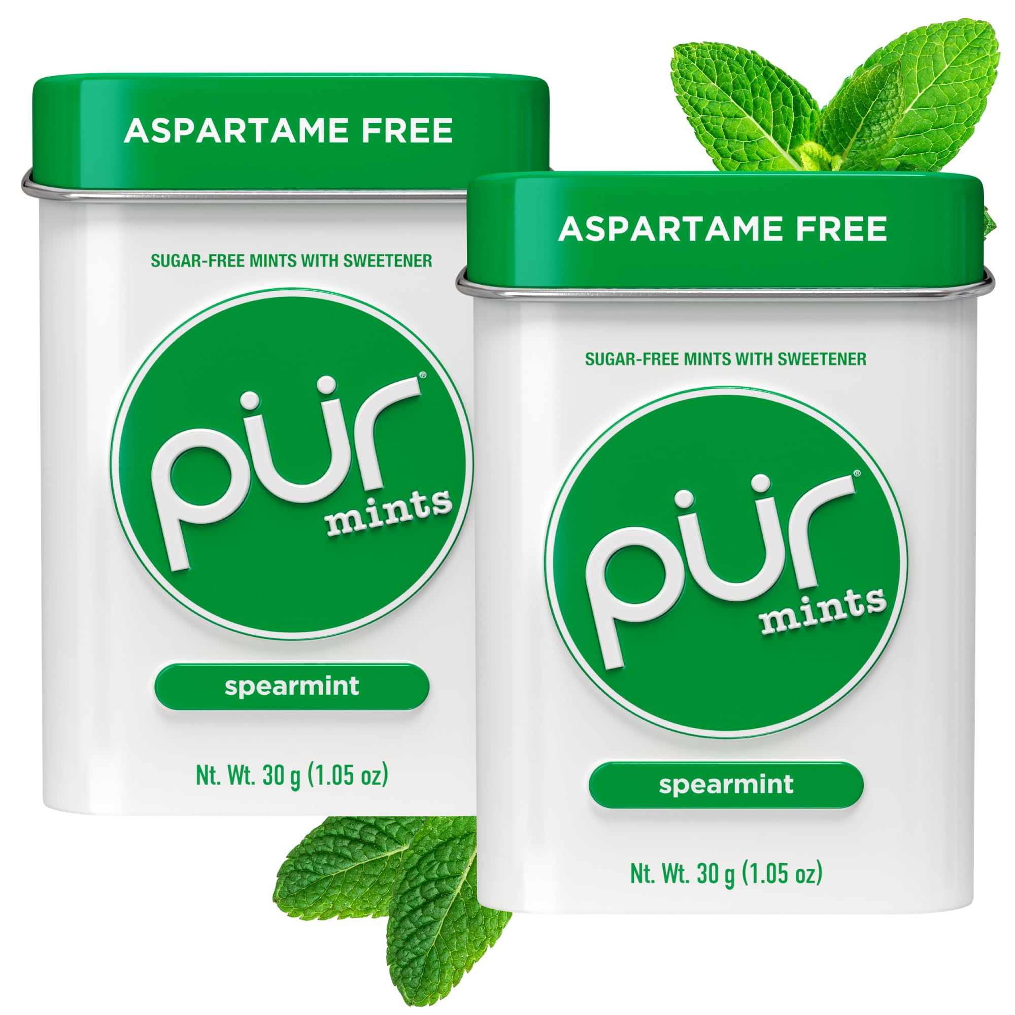 Sugar-Free Xylitol Mints | Aspartame-Free, Vegan, Gluten-Free & Keto Friendly Natural Spearmint Breath Mints - 30 Count (Pack of 2) | Fresh Breath Solution for Office, Travel & After Meals