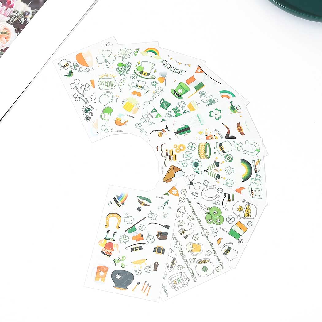 Zoestar St. Patrick's Day Temporary Tattoos - 24pcs Irish Shamrock Tattoo Stickers for Women & Girls - Green Festival, Rave Party, Face & Body Art Decorations - Perfect for St. Patrick's Day Parties, Irish Themed Events & Celtic Celebrations