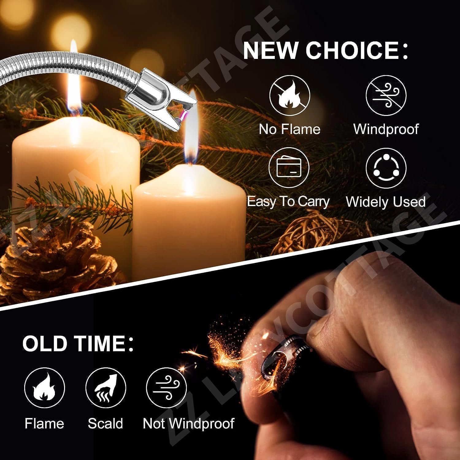 Rechargeable USB Candle Lighter - Windproof Electric Arc Ignition Lighter for Kitchen, BBQ, Candles & Gas Stove | Flameless & Safe for Indoor/Outdoor Use | Perfect for Camping, Fireplaces & Home Decor