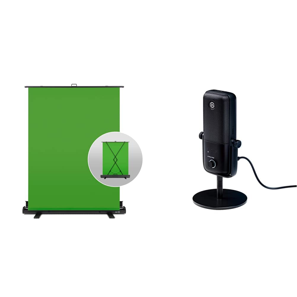 Elgato Green Screen - Collapsible Chroma Key Backdrop with Wrinkle-Resistant Fabric & Wave:3 USB Condenser Microphone Bundle for Streaming, Recording, Podcasting - Perfect for Home Studios, YouTube Videos, and Professional Live Streams