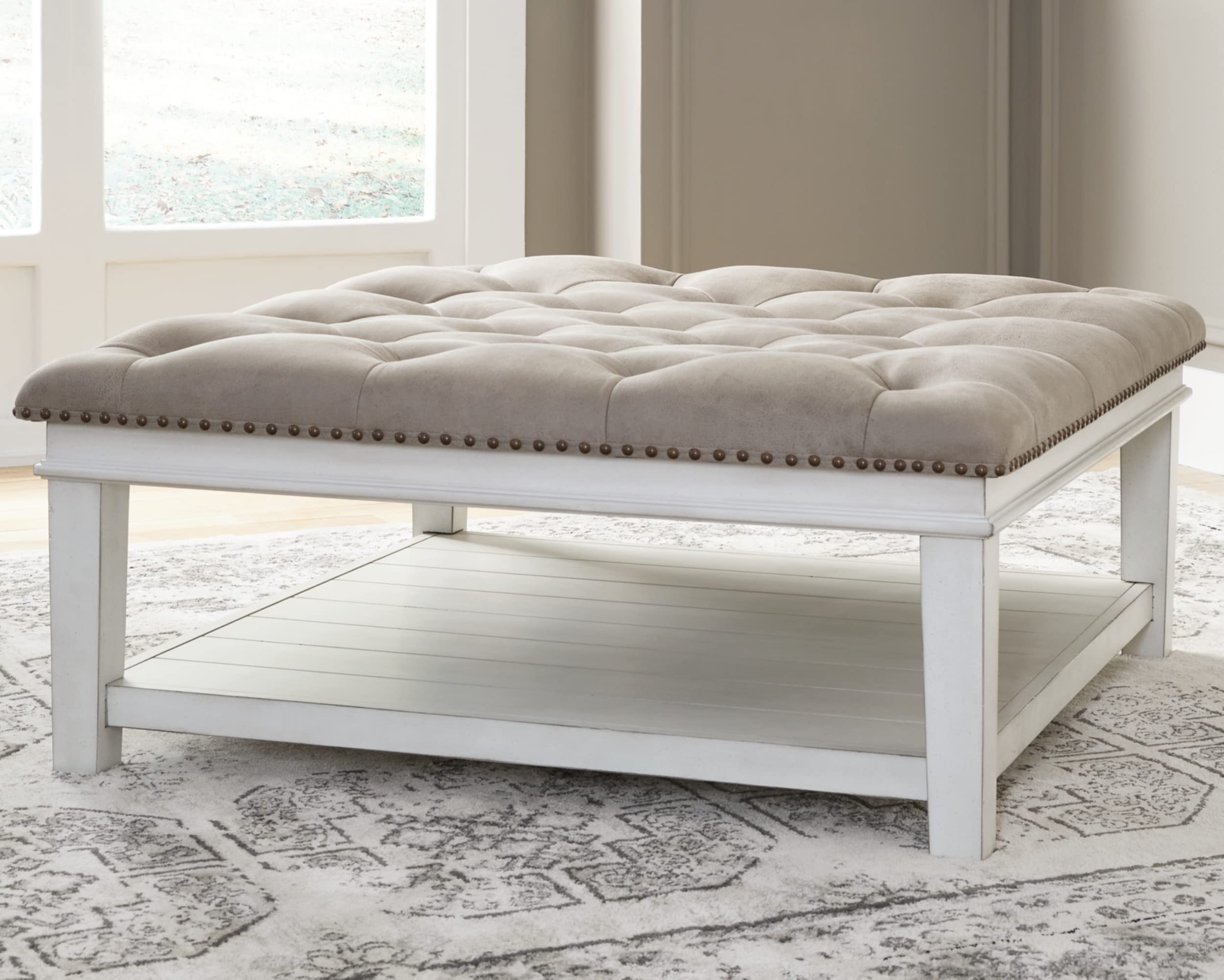 Ashley Kanwyn French Country Ottoman Coffee Table - Whitewash for Living Room Decor
