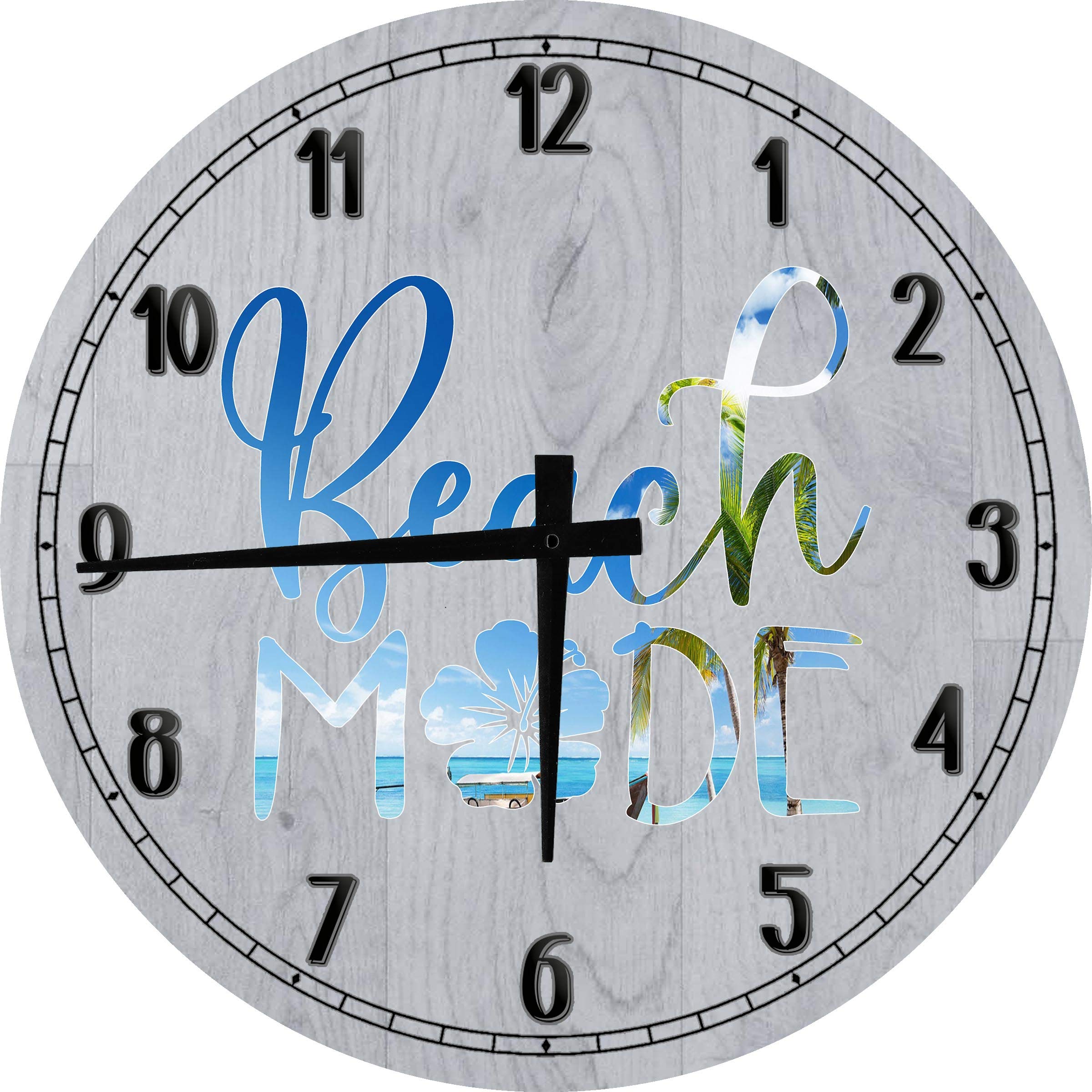 24 Inch Tropical Beach Wall Clock - Ocean & Sky Design, Large Round Battery Operated Wall Decor for Living Room, Bedroom, or Vacation Home