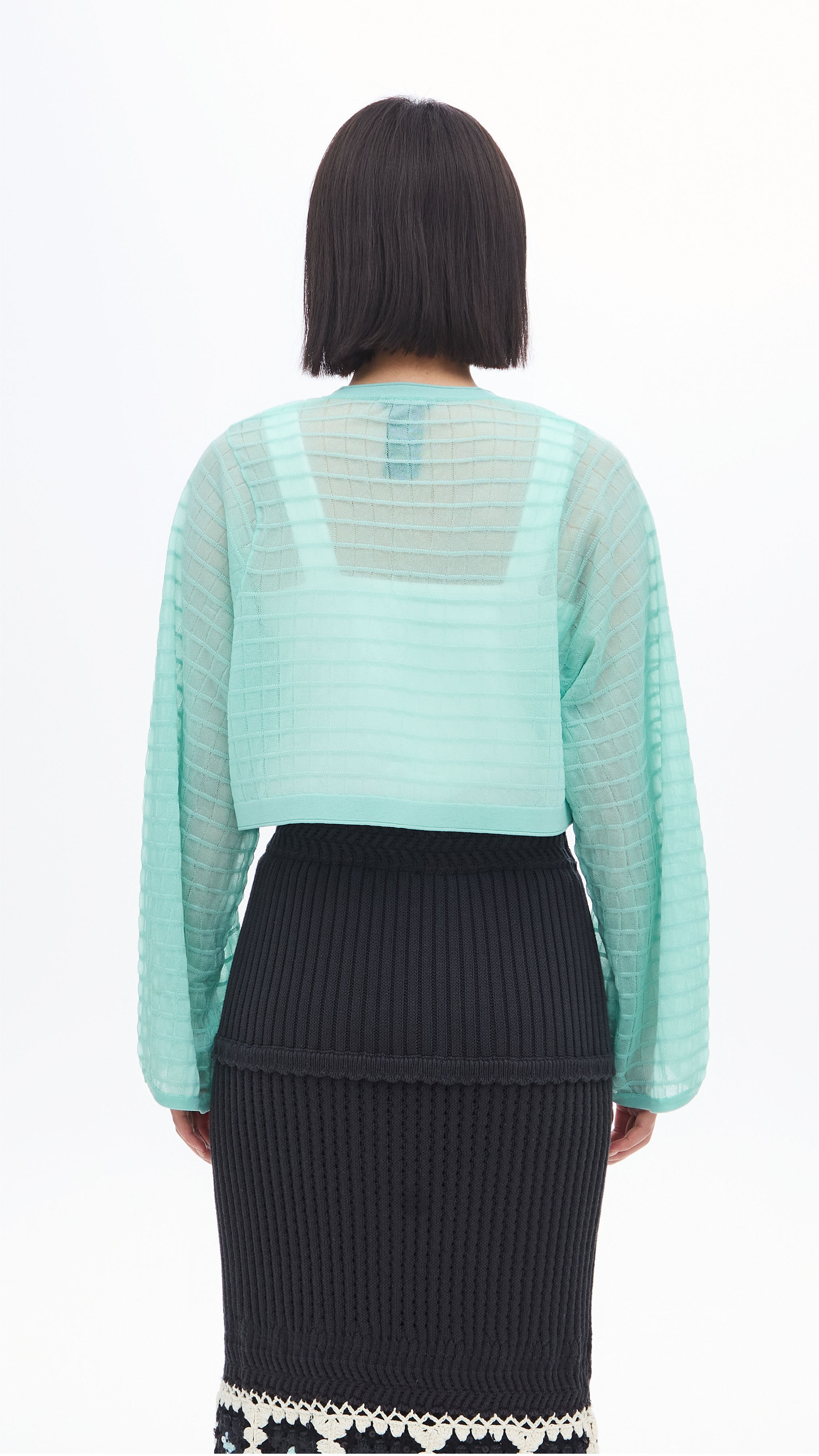 Sheer Checker Knit Cardigan for Women - Lightweight Open Front Sweater for Casual Outfits & Layering in Fall & Winter