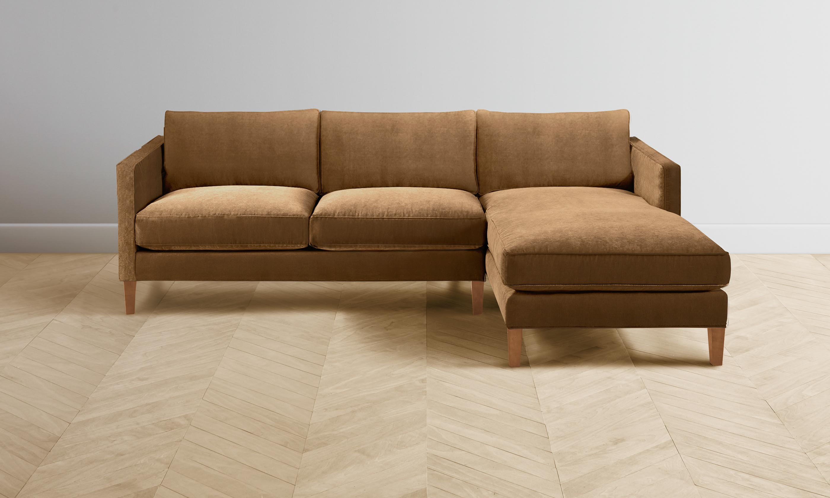 Crosby Sectional Sofa - Performance Velvet Upholstery in Cider Color | Perfect for Living Room, Lounge & Family Gatherings