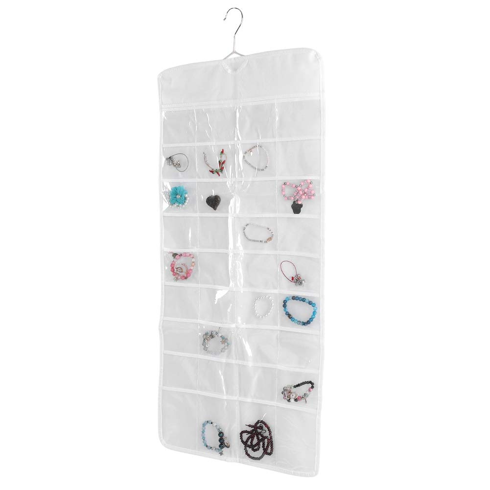 JADPES Dual-Sided Over The Door Jewelry Organizer Hanging Bag - Closet Storage for Necklaces, Earrings & Accessories - Perfect for Women, Girls, Bedroom, Closet & Travel Use