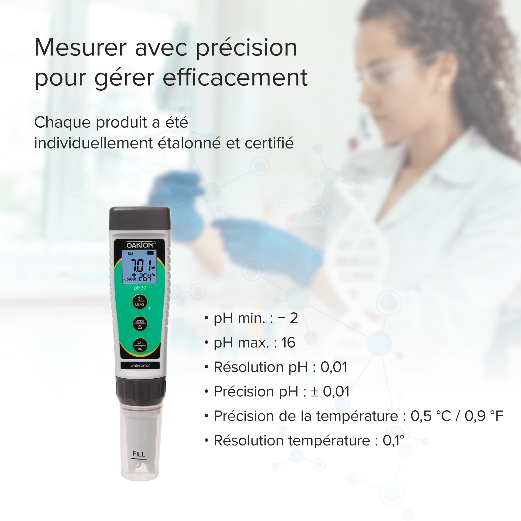 Oakton pHTestr 30 Waterproof pH Meter - Digital Pocket Tester for Water Quality, Aquariums, Pools & Hydroponics | Portable pH Measurement for Labs, Brewing & Outdoor Use