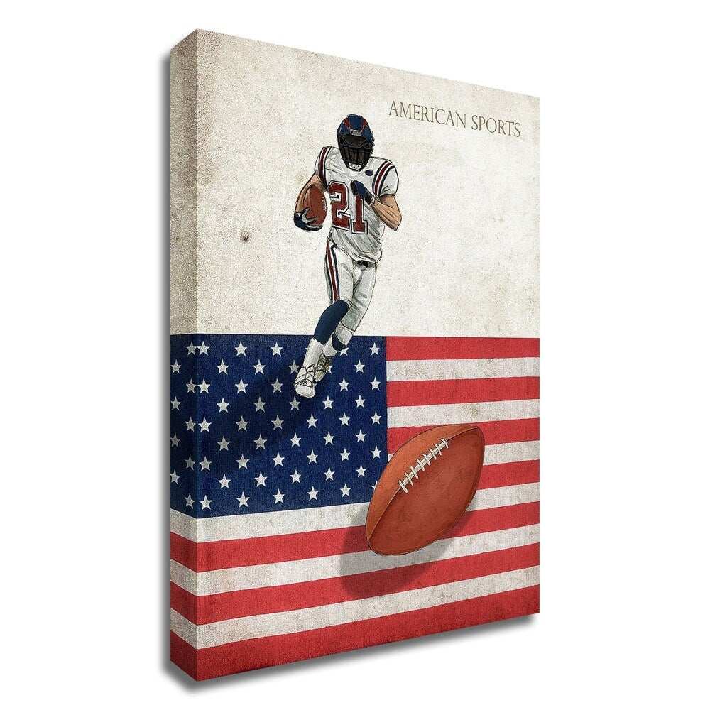 GraphINC American Football Sports Print on Canvas - Ready to Hang Wall Art Decor for Man Cave, Game Room & Sports Bar