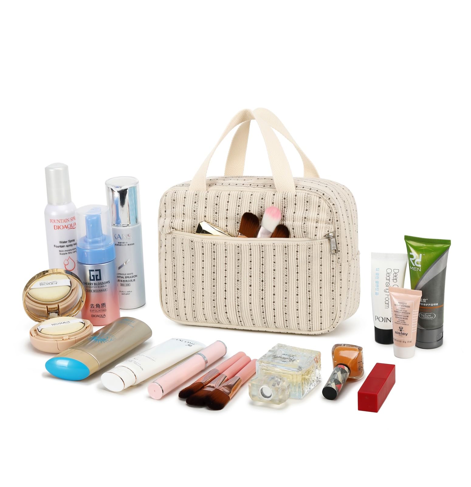 Cute Corduroy Makeup Bag for Women - Travel Cosmetic Organizer with Zipper | Perfect for Travel & Daily Use