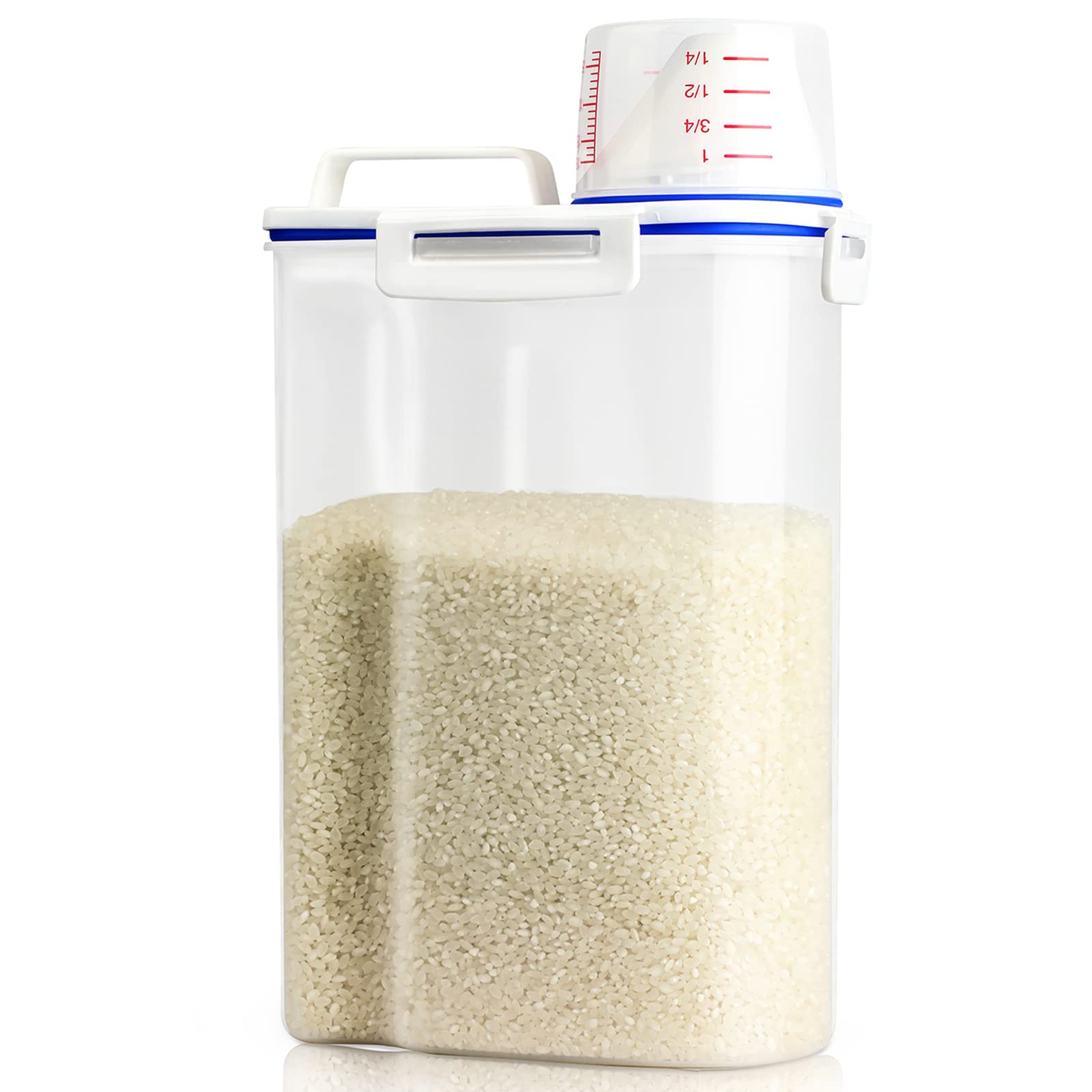 Airtight Rice Storage Container - 3 to 5Lbs BPA-Free Clear Plastic Food Canister for Dry Goods, Pet Food, Oatmeal, Grain, Cereal, Pasta & Flour | Perfect for Kitchen, Pantry Organization & Pet Food Storage