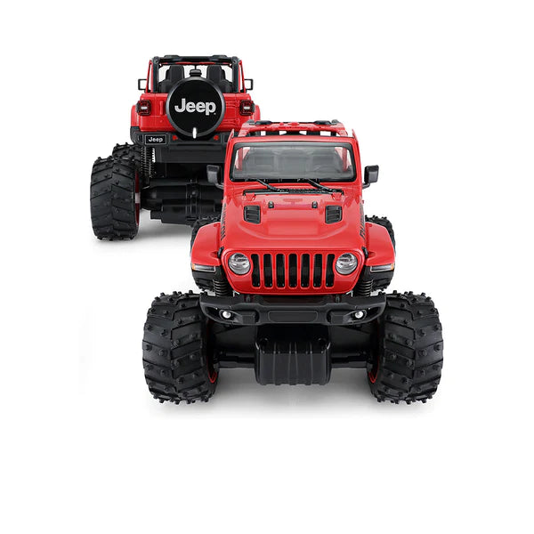 Jeep Wrangler Big Foot 4x4 Off-Road Remote Control Car for Kids - 1:10 Scale RC Truck with All-Terrain Tires - Perfect for Outdoor Play, Backyard Adventures & Birthday Gifts (Red)