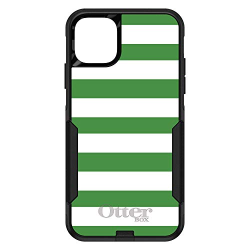Green & White Bold Horizontal Stripes On Black Case