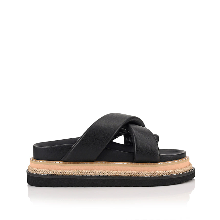 Thelma Flatform Slides for Women - Comfortable Black Summer Sandals with Arch Support | Perfect for Beach, Pool, and Casual Outfits
