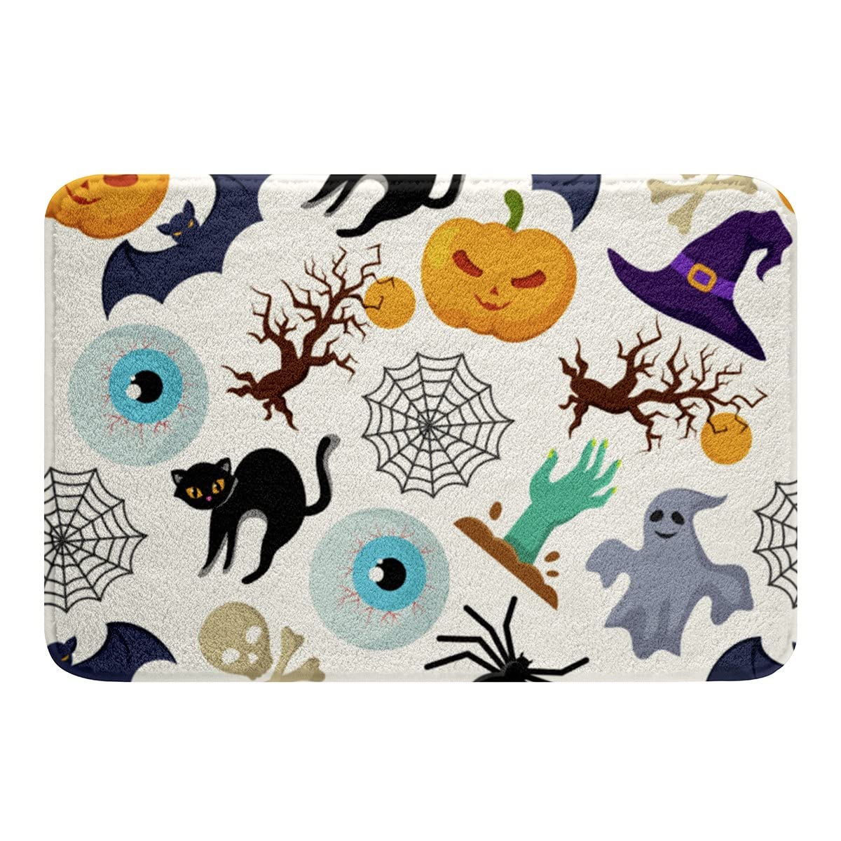 Halloween Kids Bath Rugs - Jack O Lantern Ghost Bath Mats for Shower, Trick or Treat Decor