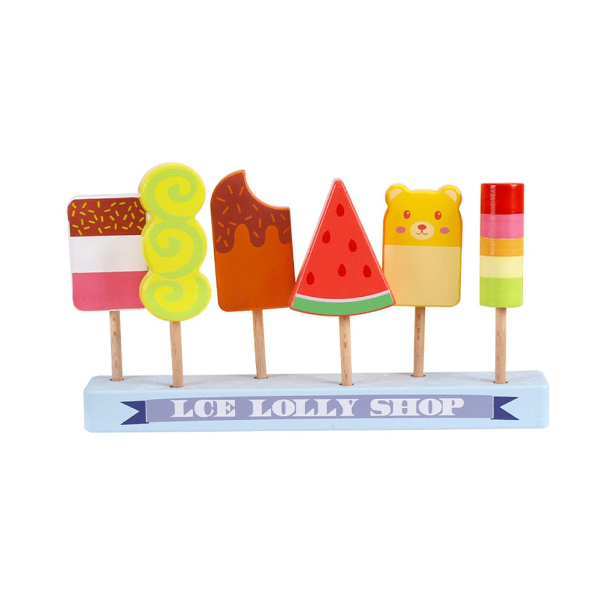 Toyvian Wooden Popsicle Pretend Play Ice Cream Cart Set - Kids Pretend Play Toy with Fake Ice Cream for Imaginative Play | Perfect for Birthday Gifts, Role Play & Preschool Learning Activities