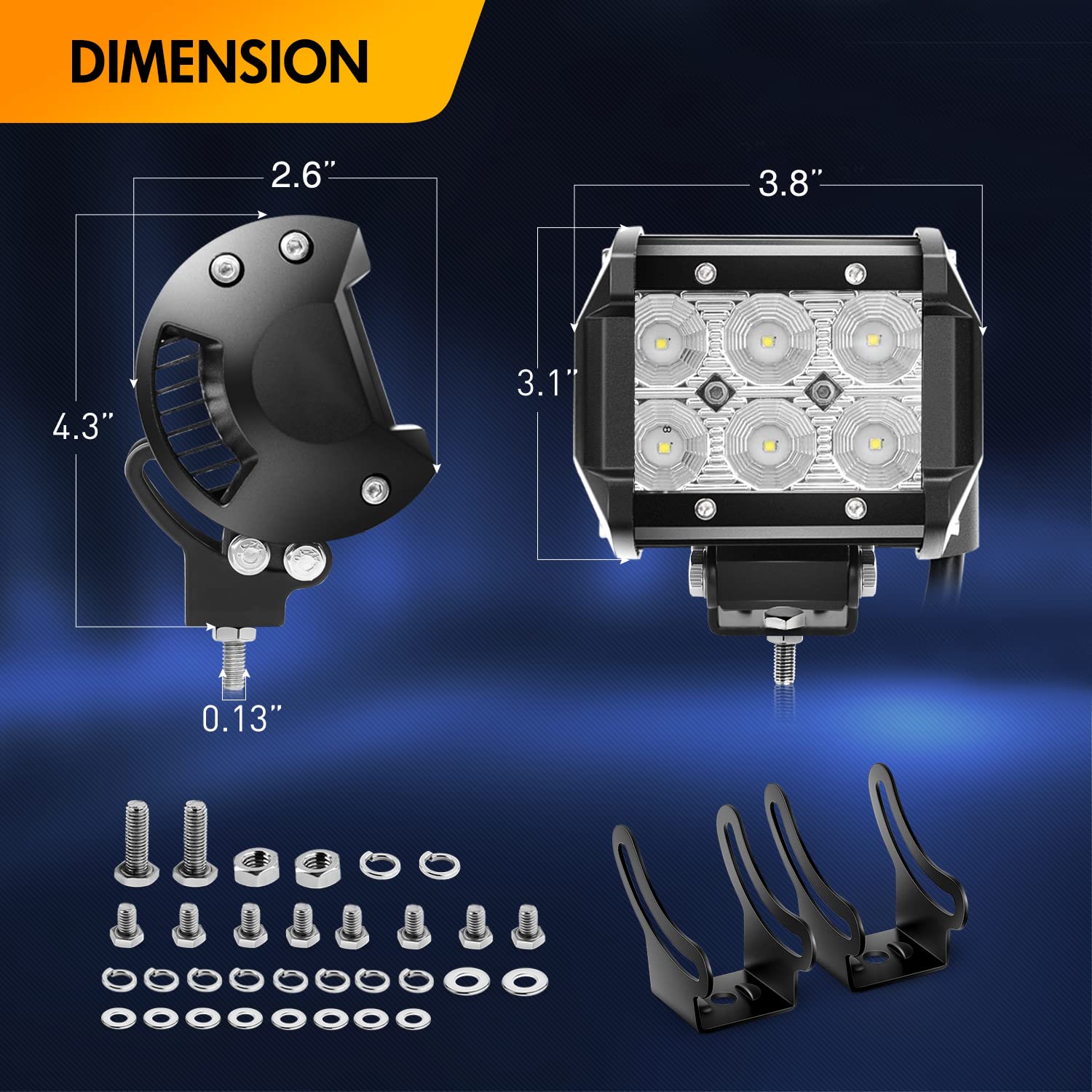 GOOACC 2PCS 4 Inch 18W LED Light Pods - Offroad Flood Lights with Mounting Bracket & Wiring Harness for Trucks, Boats, ATVs - Waterproof Fog Lights for Night Driving, Camping, Off-Road Adventures (2 Years Warranty)