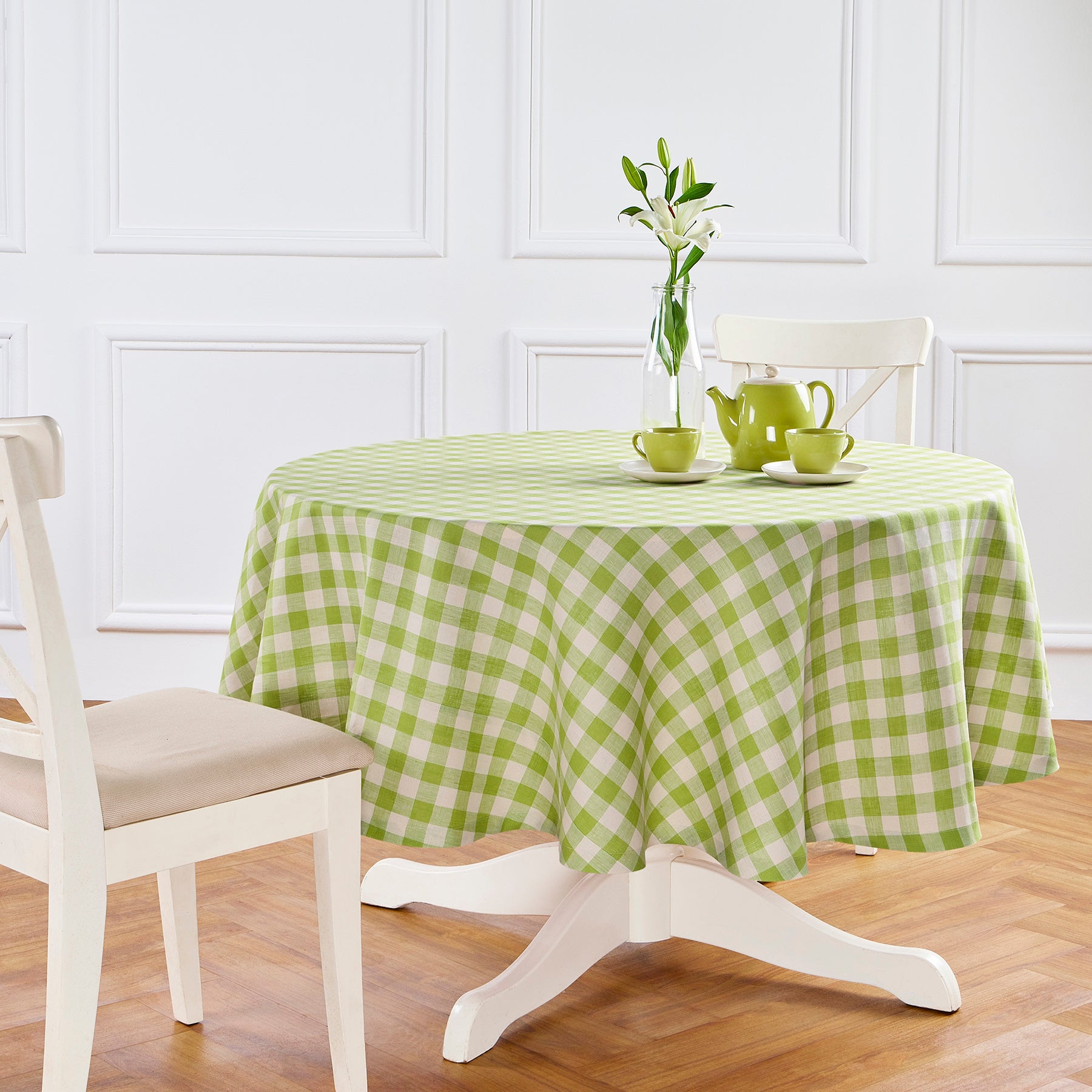 Morgan Check Round Tablecloth - Classic Red and White Plaid Design for Dining & Kitchen Decor | Perfect for Parties, Holidays & Everyday Use