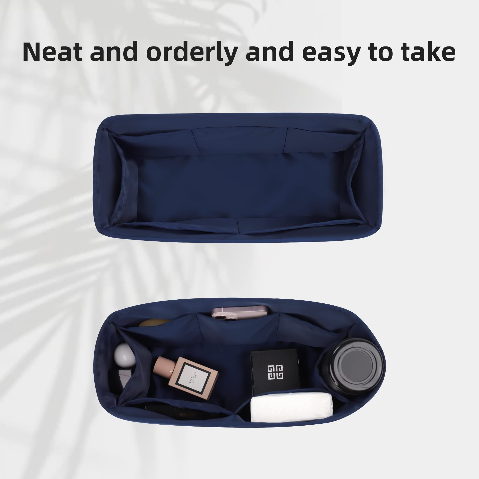 DGAZ Silk Purse Organizer Insert for Dior Book Tote Mini/S/M/L - Premium Bag Organizer with Silky Smooth Fabric - Luxury Handbag & Tote Shaper (Treasure Blue, BT-S) - Perfect for Travel, Work & Everyday Use