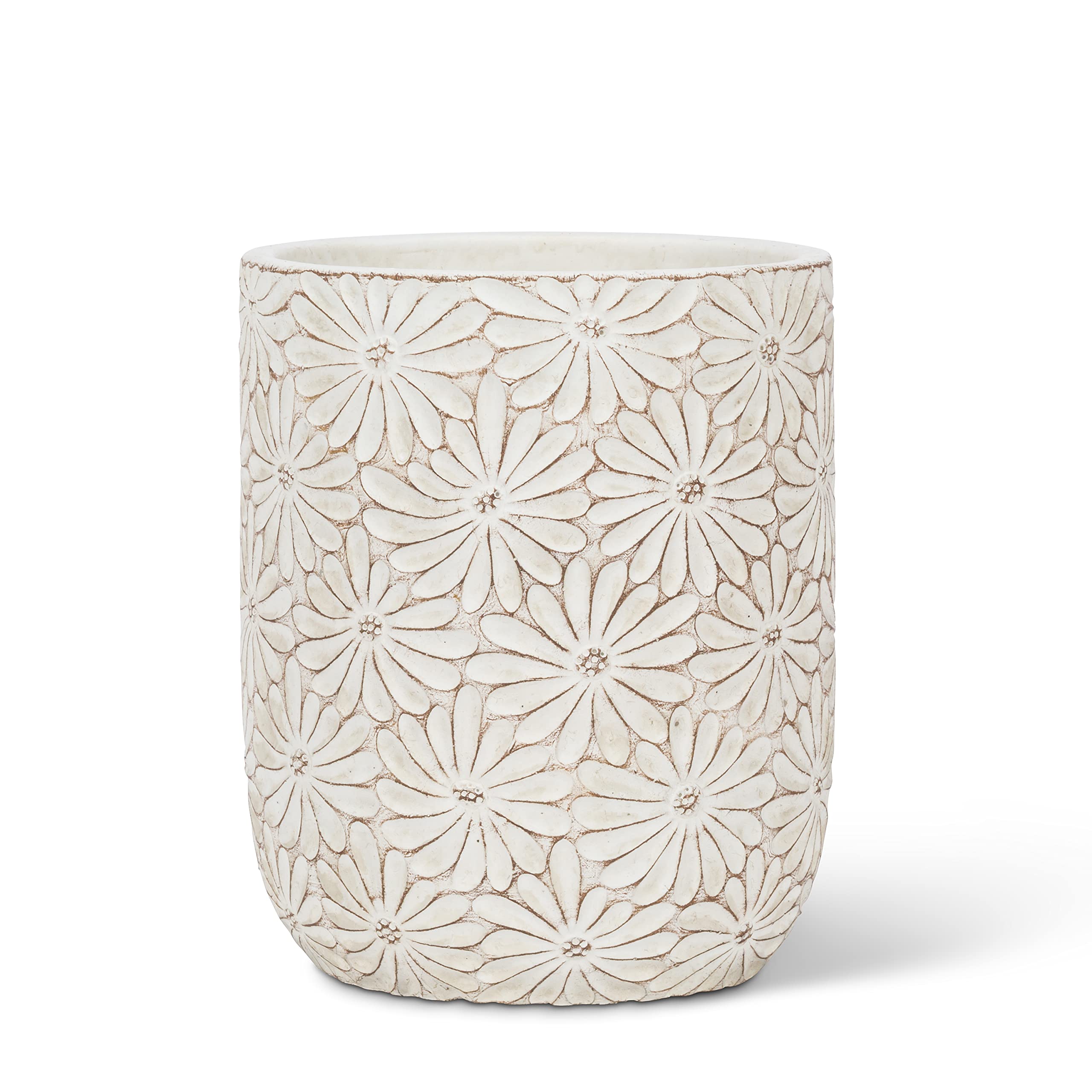 Abbott Collection Small Daisy Vase and Planter - 6.5 Inch White Ceramic Flower Pot for Home Decor, Wedding Centerpieces, and Tabletop Arrangements