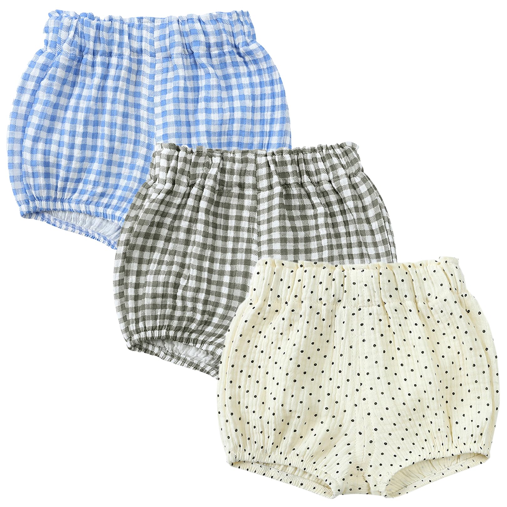 3PC Baby Cotton Linen Shorts Set - Cute Floral Bloomers for Newborns | Playtime & Photo Outfits