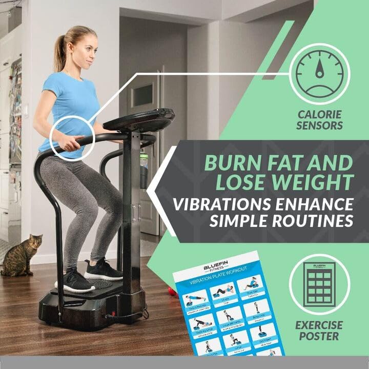 Bluefin Fitness Vibration Platform Pro - Upgraded Silent Motor & Built-in Speakers for Home Workouts | Muscle Building & Fat Burning Equipment for Home Gym & Weight Loss Training
