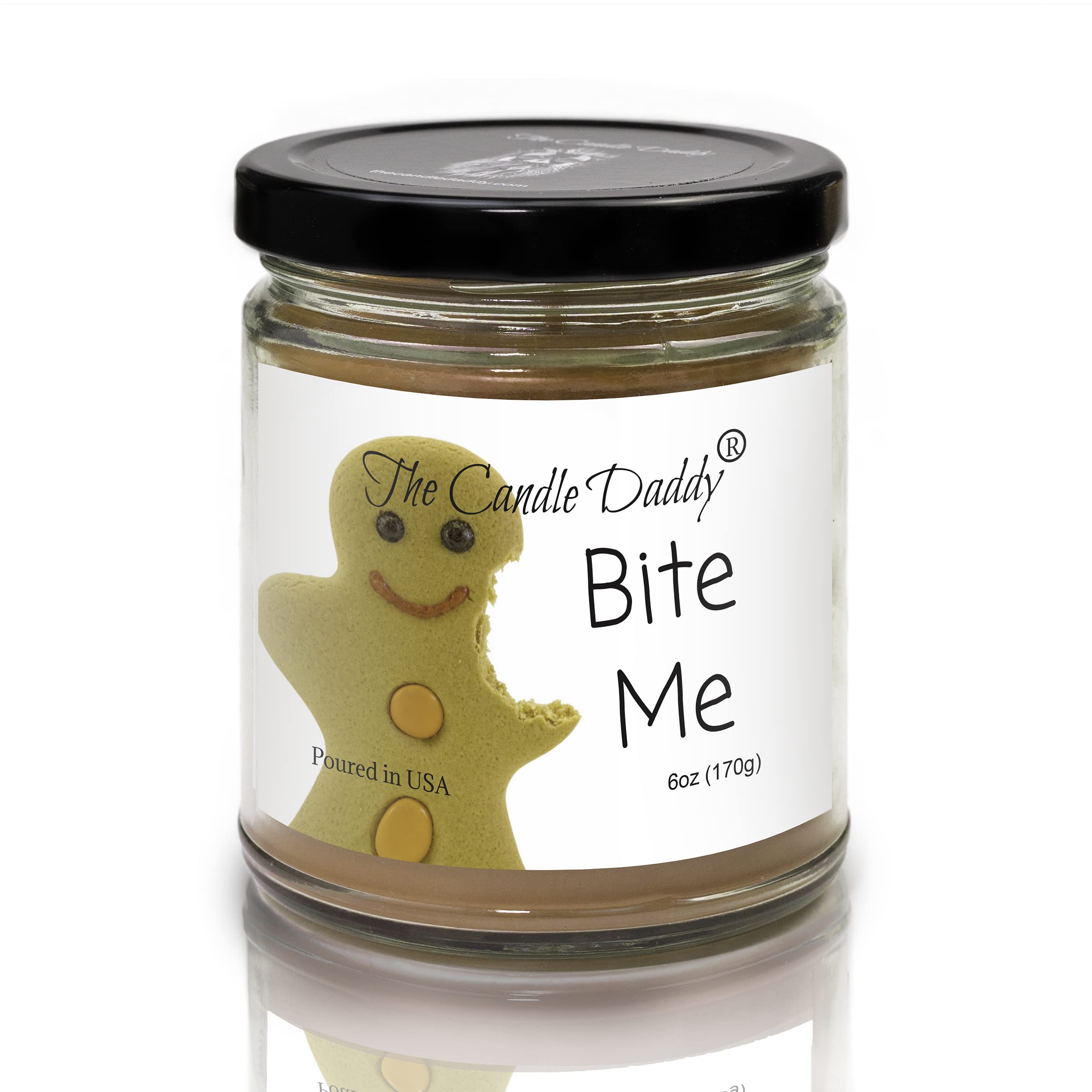 Funny BITE ME Christmas Gingerbread Cookie Scented Candle - 6 OZ Jar with 40 Hour Burn Time - Perfect for Holiday Gifts, Home Decor & Cozy Winter Evenings