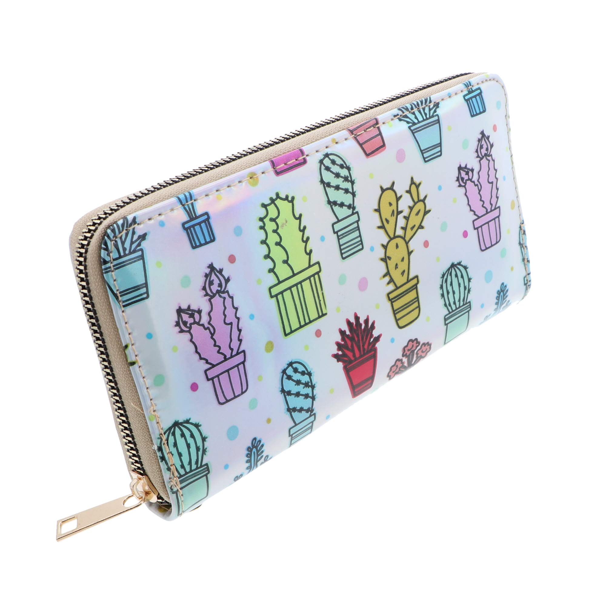 Li'Shay Glossy Zip Around Printed Wallet for Women - Stylish RFID Blocking Clutch Purse with Multiple Card Slots, Perfect for Everyday Use, Travel & Gift Giving