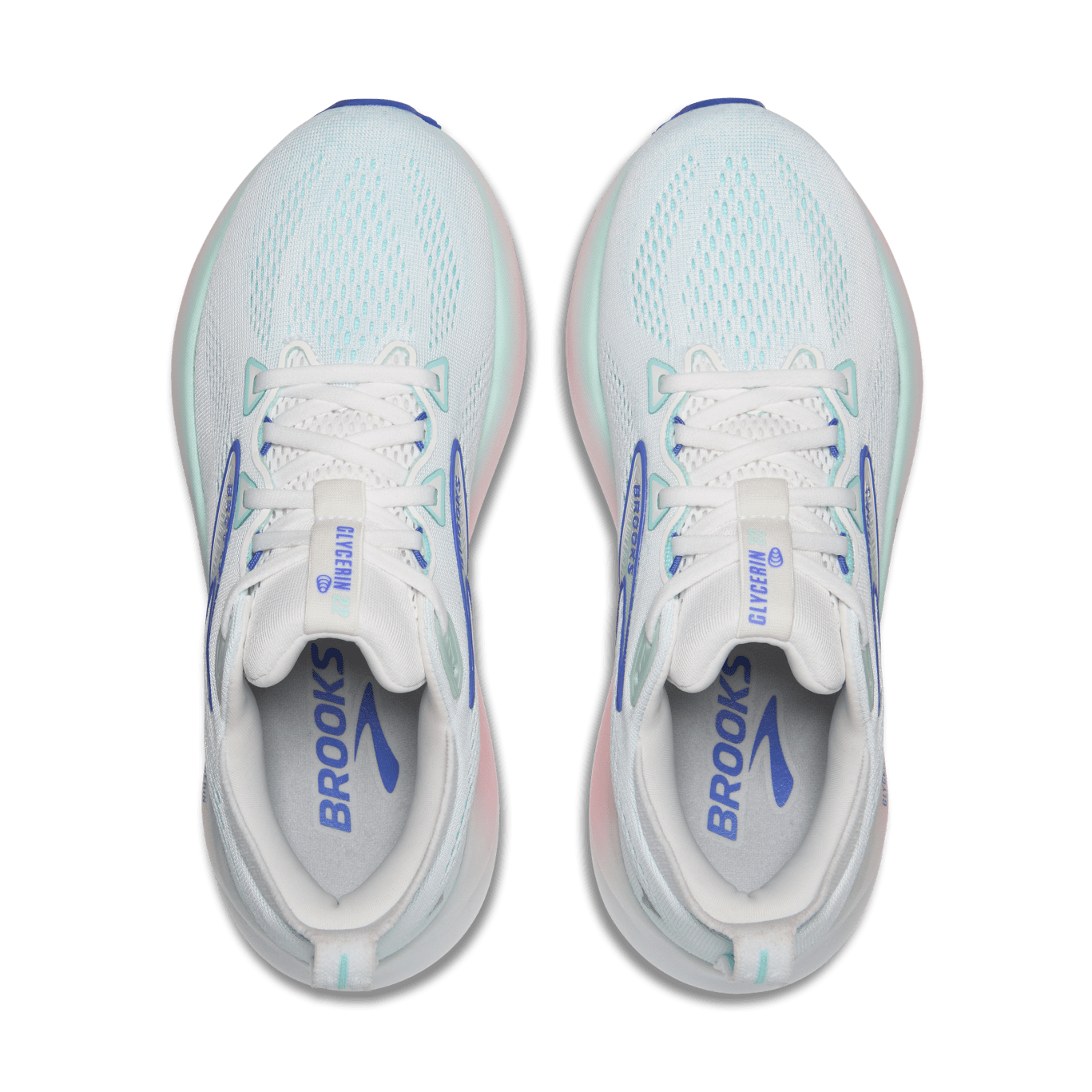 Brooks Glycerin 22 Women's Running Shoes - White/Limpet Shell/Amparo Blue - D Width - Cushioned Road Running & Training Shoes for Women Runners