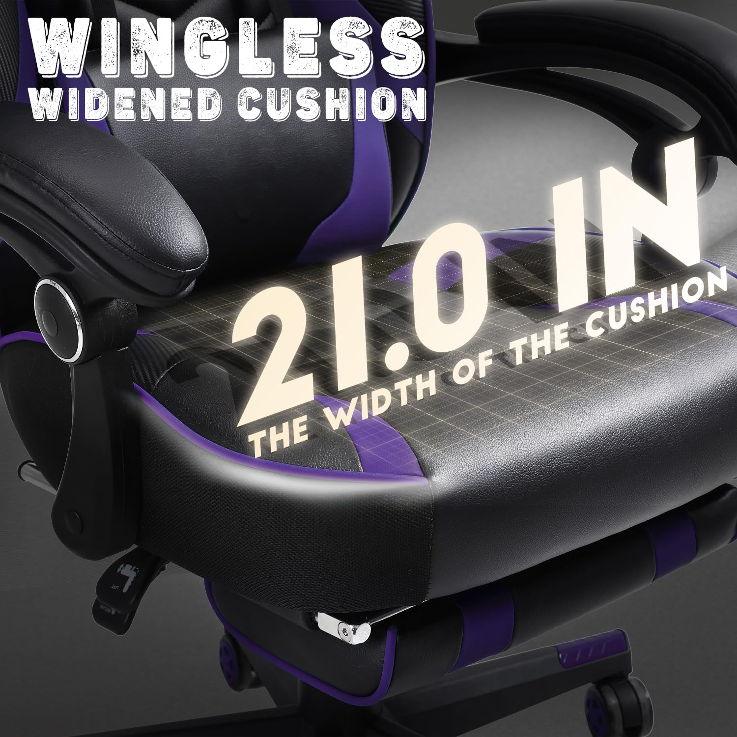Vonesse Ergonomic Gaming Chair for Adults - High Back Computer Chair with Adjustable Footrest & Lumbar Massage, Reclining Office Desk Chair for Big and Tall Gamers (Purple/Black) - Perfect for PC Gaming, Streaming & Home Office Work