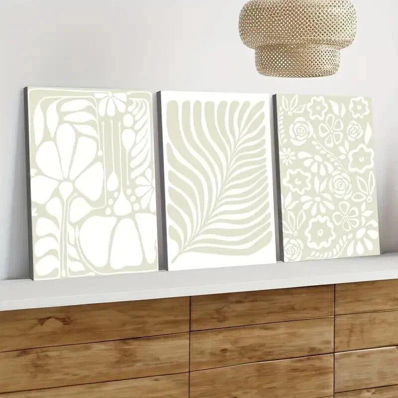 3-Piece Abstract Botanical Floral Leaves Green Wall Art Set - Framed Canvas 50x70cm | High Quality Print | 100% Australian Made | Ready to Hang | Perfect for Living Room, Bedroom & Office Decor