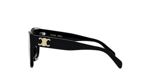 Celine TRIOMPHE CL40253I 01F Shiny Black/Gradient Brown Organic Cat Eye Women's Sunglasses - UV Protection Fashion Shades for Beach, Driving & Outdoor Activities