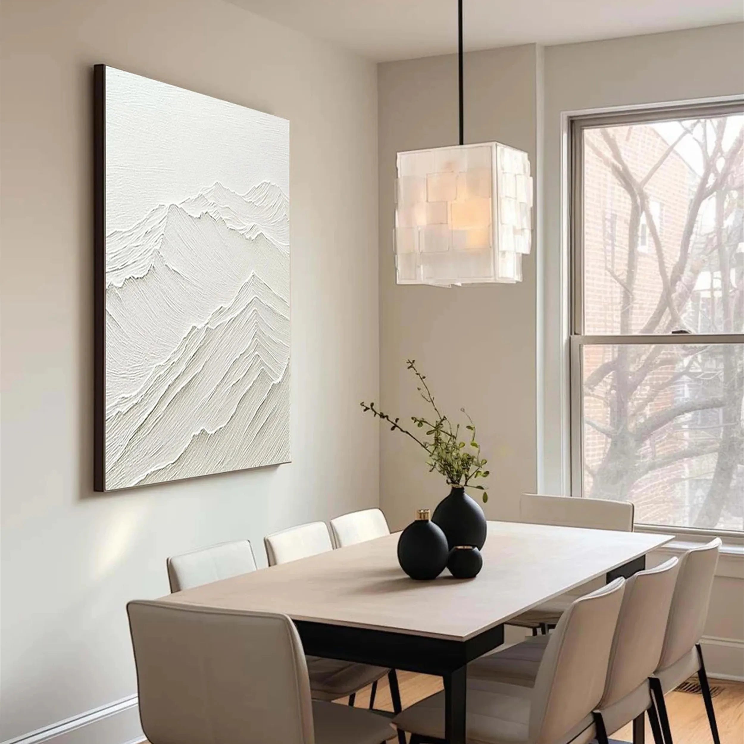 White Minimalist Textured Painting Canvas - Modern Abstract Wall Art for Living Room & Bedroom Decor | High-Quality Stretched Canvas #MM192