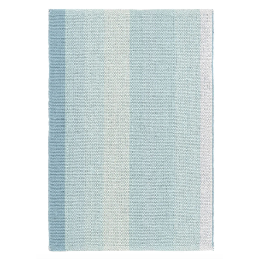 Shore Stripe Woven Cotton Rug - Soft & Durable Handmade Area Rug for Living Room, Bedroom, or Nursery - Coastal Beach Style Home Decor