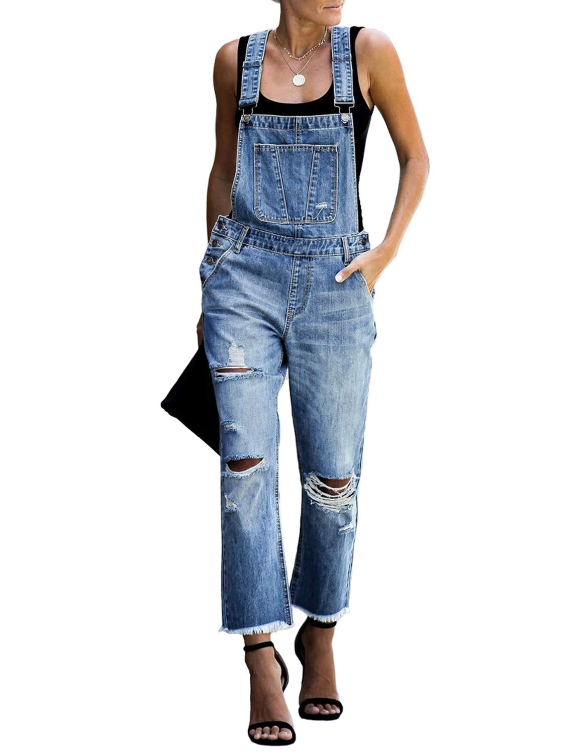 Luvamia Women's Stretchy Adjustable Denim Overalls - Casual Bib Jumpsuit Pants with Comfort Fit for Everyday Wear, Work & Outdoor Activities