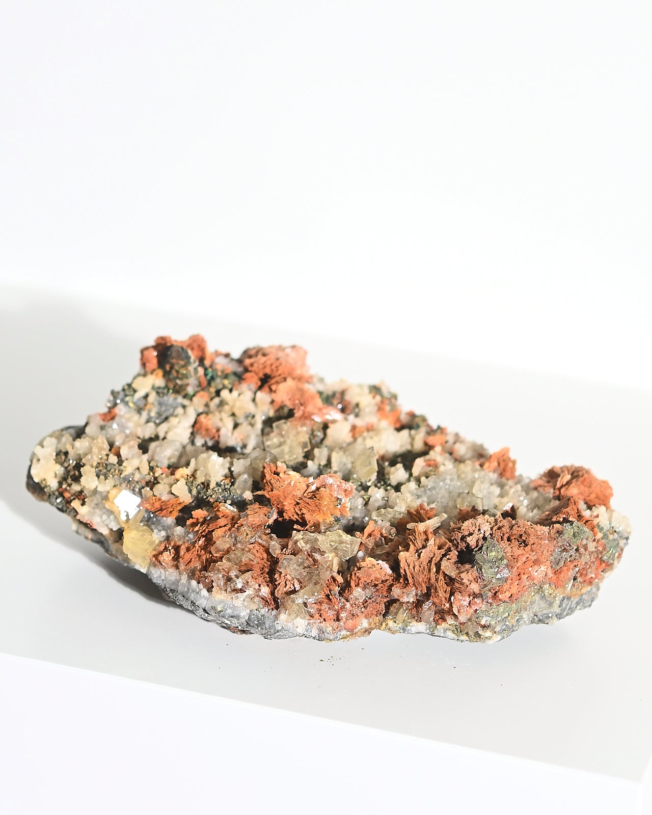 Natural Chalcopyrite Hematite Red Quartz Crystal Cluster with Galena - Healing Stones for Meditation, Reiki, and Home Decor