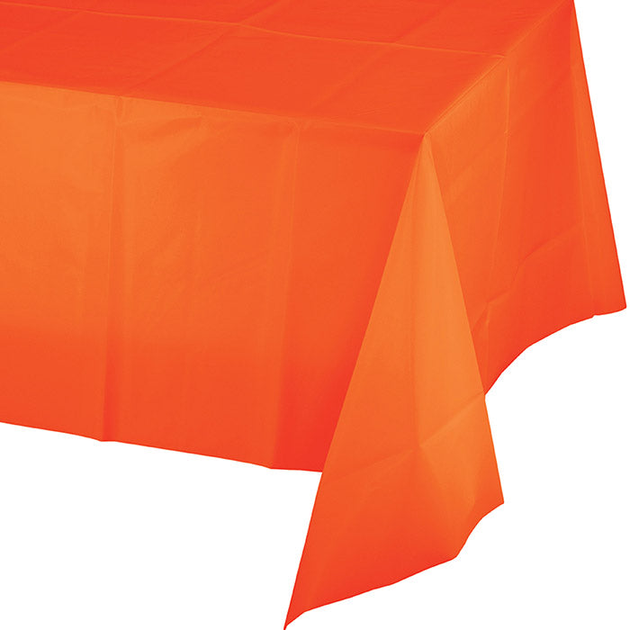 12-Piece Bulk Sunkissed Orange Plastic Table Covers - Disposable Party Decorations for Birthday, Wedding & Outdoor Events