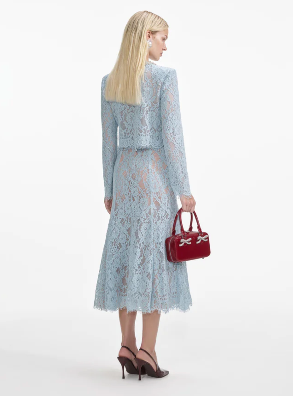 Embellished Blue Lace Top for Women - Elegant Floral Lace Blouse for Party, Date Night & Special Occasions