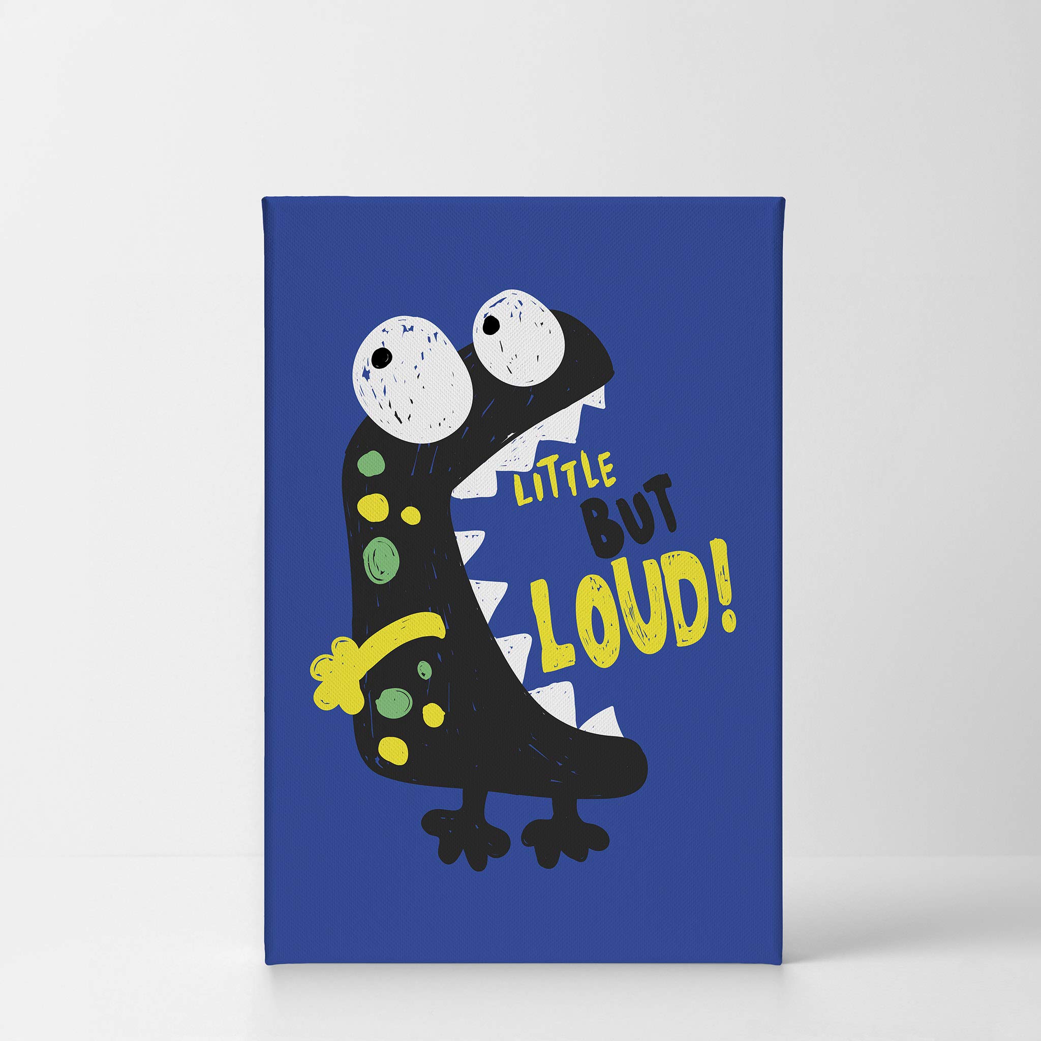 Smile Art Design Cute Little Blue Monster Canvas Wall Art - 28x19 Inch Ready to Hang Nursery Decor, Boys Room Decor & Kids Wall Art | Perfect for Baby Rooms, Playrooms & Children's Bedrooms | Made in USA