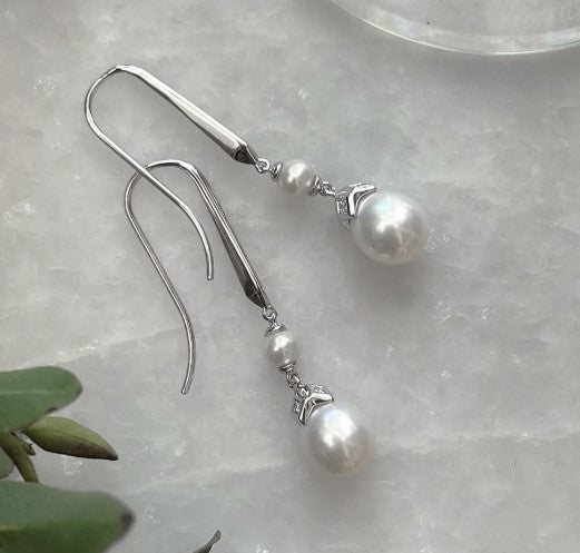 Astoria Glitz Pearl Drop Earrings - Elegant Dangling Pearl Jewelry for Women | Perfect for Weddings, Parties & Special Occasions