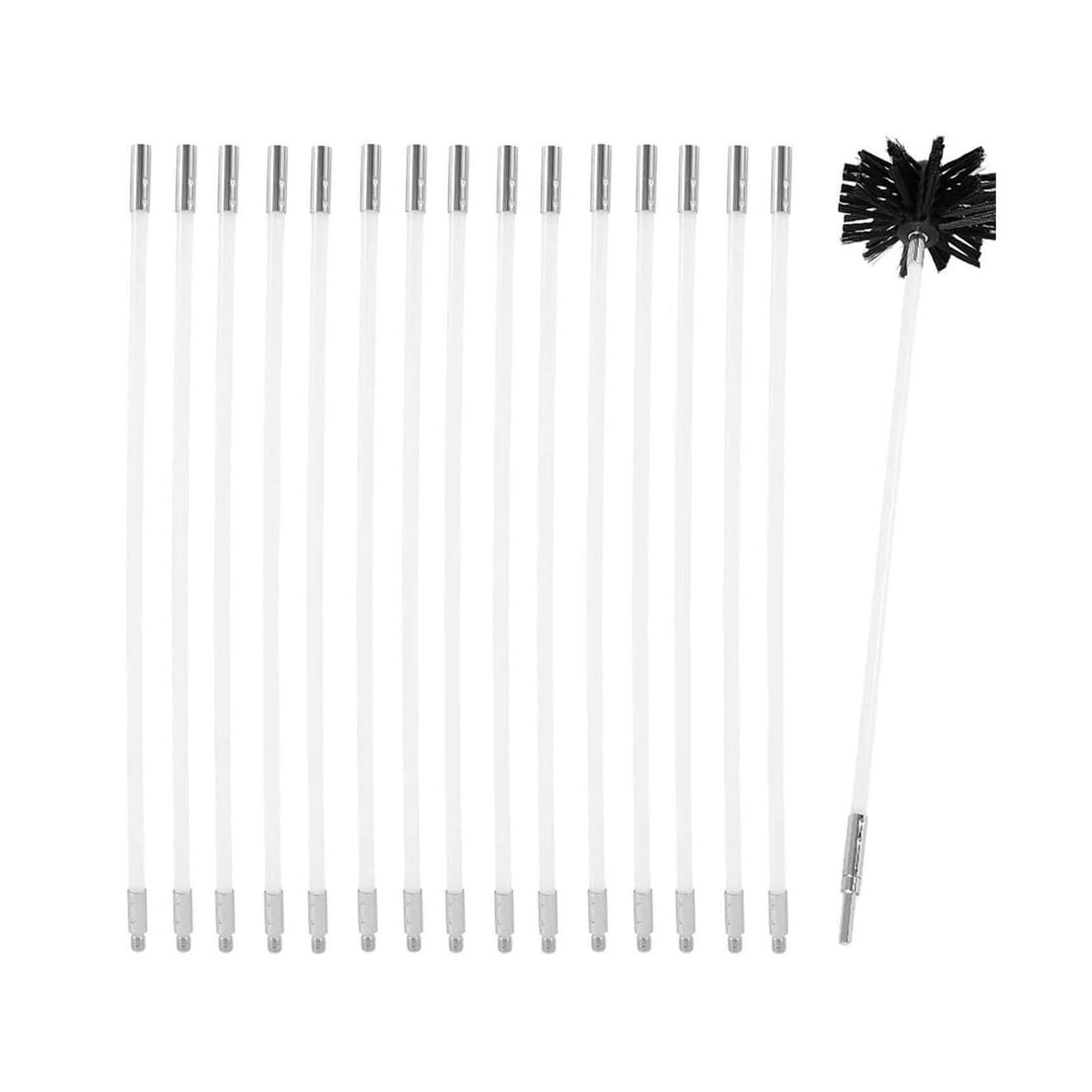 **Chimney Sweep Kit with 18 Flexible Rods & 610mm Brush - Fireplace Cleaning Brush Set for Wood Stove, Fireplace, and Chimney Pipe Maintenance**    *(Perfect for Homeowners, DIY Enthusiasts, and Professional Chimney Sweeps - Easy to Use for Regular Fireplace and Chimney Cleaning)*