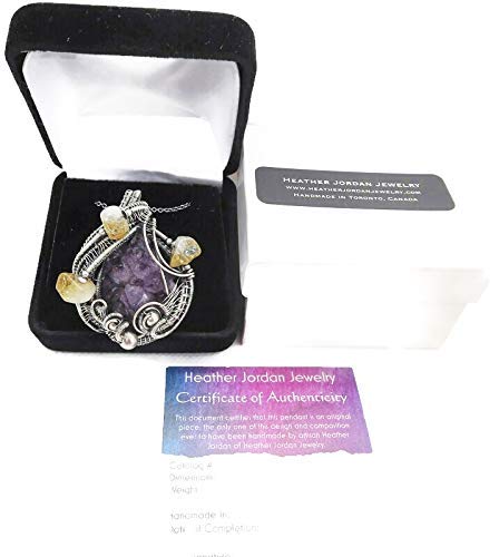 Natural Amethyst Stalactite Druzy Pendant with Citrine Accents - Sterling Silver Wire Wrapped Jewelry for Women - Perfect for Spiritual Healing, Meditation & Boho Fashion