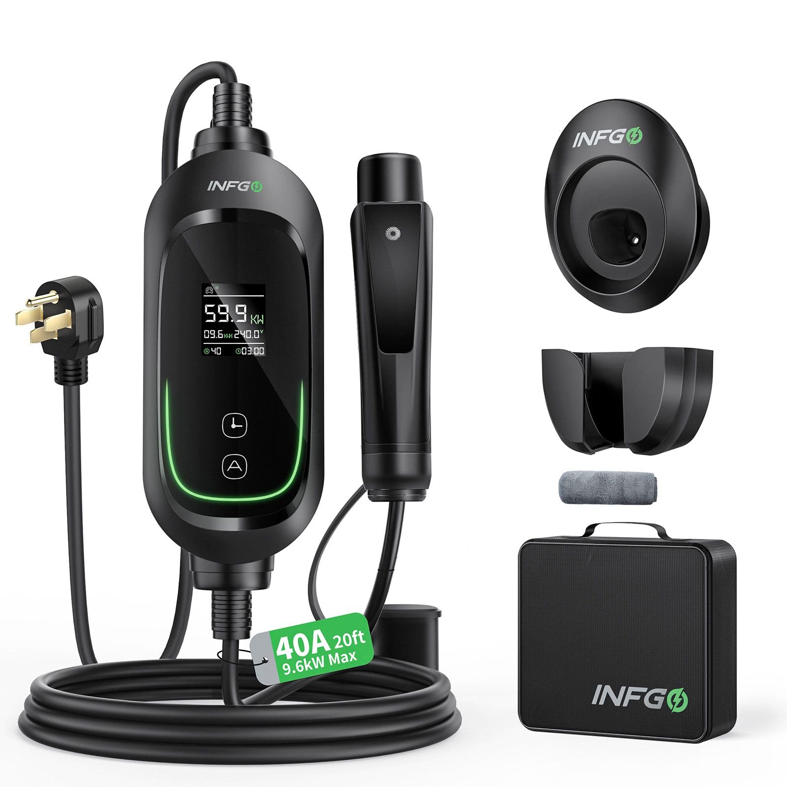Fast Charging Level 2 EV Charger for Tesla - 40A Portable Electric Vehicle Charger with NACS Connector, 240V NEMA 14-50 Plug & Wireless Control | ETL Certified Home Wall Charger for Tesla Model Y/3/S/X (20FT Cable) | Perfect for Home, Garage & Road Trip Charging